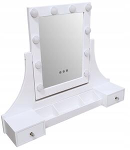 Bestent Toaletní stolek LED zrcadlo a růžová taburetka