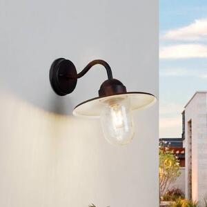 Lindby Venkovní nástěnná lampa Filip, rezavě hnědá, 30 cm, E27, IP44, stmívatelný, Hnědá / rez, kov, Moderní