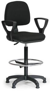 Zvýšená pracovní židle Milano s područkami, černá