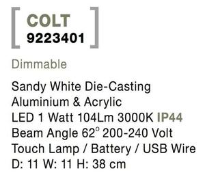 Nova Luce Přenosná venkovní lampička COLT - 1 W, 104 lm, 3000 K, bílá s bílým pruhem NV 9223401