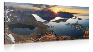 Obraz očarující horská panorama se západem slunce