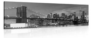 Obraz očarující most v Brooklynu v černobílém provedení Varianta: 150x50