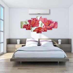 Obraz - Květy vlčích máků (210x100 cm)