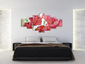 Obraz - Květy vlčích máků (210x100 cm)