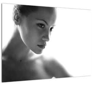 Obraz - Černobílý portrét ženy (70x50 cm)