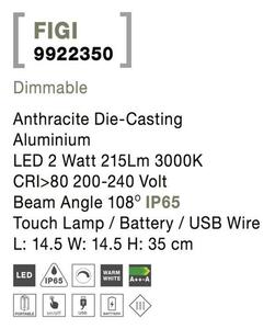 Nova Luce Venkovní přenosná LED lucerna FIGI - LED 2 W, 350x145x145 mm NV 9922350