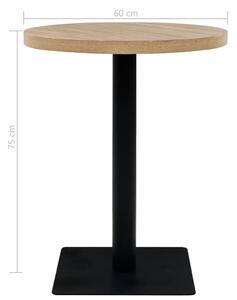 Bistro stůl - deska a ocel - kulatý - 60x75 cm | dub