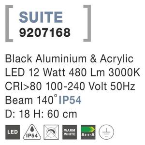 Nova Luce Zahradní lampa SUITE - 12 W, 480 lm, 3000 K, černá NV 9207168