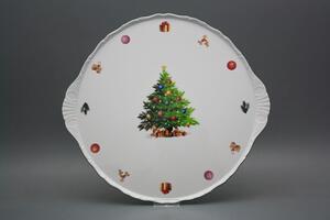 Bohemia Porcelán 1987 Dortový talíř 30,5cm Verona Christmas Tree JZL