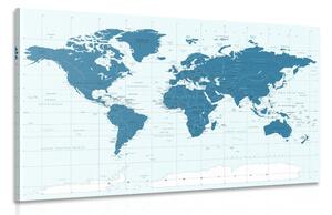 Obraz politická mapa světa v modré barvě Varianta: 60x40
