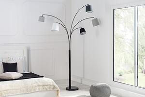 Noble Home Stojací lampa LEVERO, 200 cm, černá, šedá, bílá