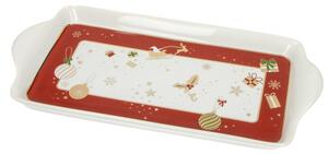 Vánoční talíř/tác na cukroví 35,5x17,5 cm ALLELUIA BRANDANI (barva - bílá/červená/zlatá)