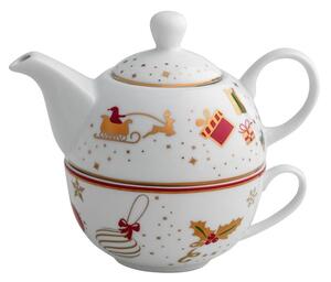 Vánoční čajový set ALLELUIA BRANDANI (barva - porcelán, bílá/červená/zlatá)