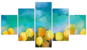 Obraz žlutých tulipánů (125x70 cm)