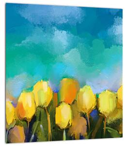 Obraz žlutých tulipánů (30x30 cm)