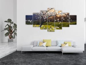 Obraz - Rozkvetlý strom v krajině (210x100 cm)