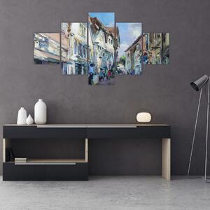 Obraz - Ulička starého města, akrylová malba (125x70 cm)