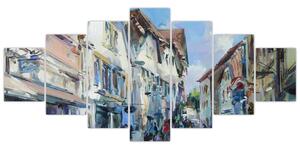 Obraz - Ulička starého města, akrylová malba (210x100 cm)