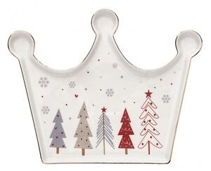 Vánoční mísa/tác ve tvaru královské koruny Fiocco di Neve BRANDANI (barva - bílá/červená/zlatá)