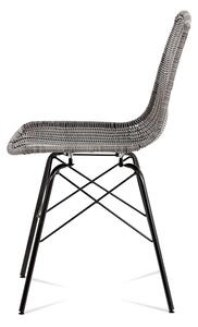 Jídelní židle SF-822 GREY umělý ratan šedý, kov černý