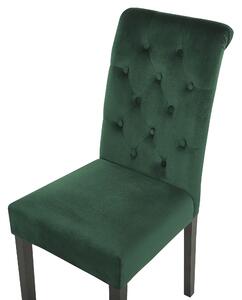 Umělý samet Jídelní židle Sada 2 ks Tmavě zelená VELVA
