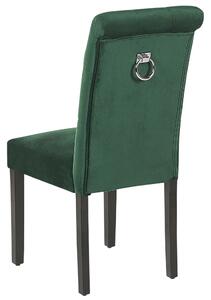 Umělý samet Jídelní židle Sada 2 ks Tmavě zelená VELVA