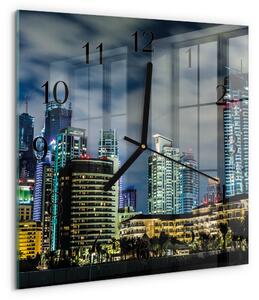 Skleněné hodiny na stěnu Noc ve městě zskc-30x30-00177327
