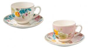 Set 2 kusů šálků s podšálky na cappuccino, čaj Paradise Cipria/Acqua 210 ml BRANDANI (barva - porcelán, barevné květy)
