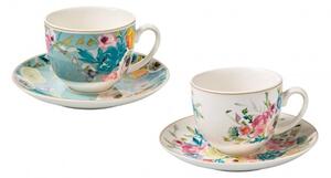 Set 2 kusů šálků s podšálky na cappuccino, čaj Paradise Avio/Acqua 210 ml BRANDANI (barva - porcelán, barevné květy)