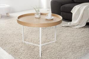 Konferenční stolek MODUL 60 cm – bílá/přírodní - INV