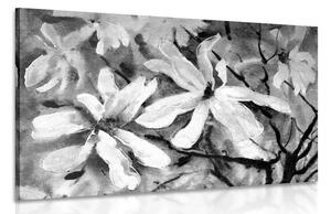 Obraz rozkvetlý akvarelový strom v černobílém provedení Varianta: 60x40