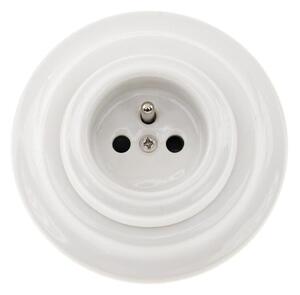 Bohemia-Design - Porcelánová retro zásuvka domovní s rámečkem 250V/16A bílá