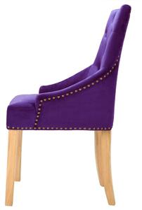 Jídelní židle Madden - 2 ks - masivní dubové dřevo a samet | fialové