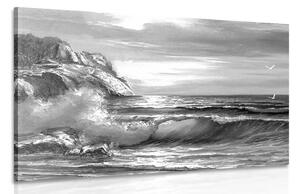 Obraz ráno na moři v černobílém provedení Varianta: 60x40