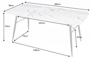 Jídelní stůl Laney 180 cm mramor bílý