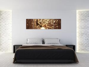 Obraz ženy ve zlaté místnosti (170x50 cm)