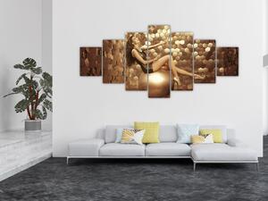 Obraz ženy ve zlaté místnosti (210x100 cm)
