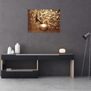 Obraz ženy ve zlaté místnosti (70x50 cm)