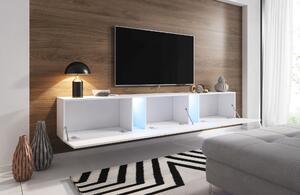 TV stolek/skříňka Savanna 240 (bílá matná + šedý lesk) (s osvětlením). 1000639