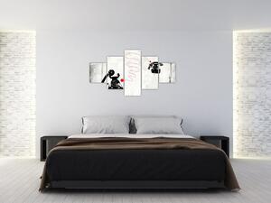 Obraz - Kresba telefonu na styl Banksyho (125x70 cm)
