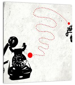 Obraz - Kresba telefonu na styl Banksyho (30x30 cm)