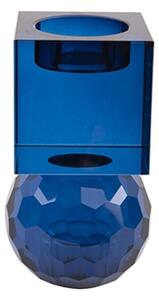Oboustranný skleněný svícen Crystal 11,5 cm M Present Time (Barva-modrá)