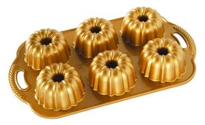 Forma na minibábovky Anniversary plát se 6 formičkami Nordic Ware (Barva- zlatá, litý hliník)