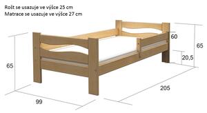 Via-nábytek Dětská postel FIDO Rozměry: 80 x 160, Povrchová úprava postele: Moření odstín ořech
