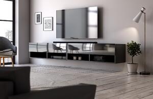 VIVALDI Televizní stolek DERBY 200 černý mat/černý lesk