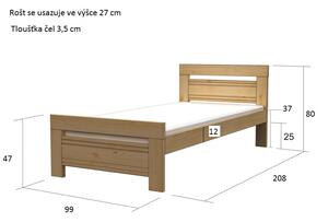 Via-nábytek Postel SÁRA Rozměry: 80 x 200, Povrchová úprava postele: Moření odstín dub