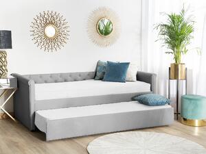 Rozkládací čalouněná postel 80 x 200 cm světlé šedá LIBOURNE
