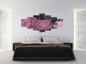 Obraz - Růžovo-černá abstrakce (210x100 cm)