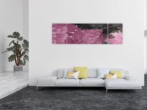 Obraz - Růžovo-černá abstrakce (170x50 cm)