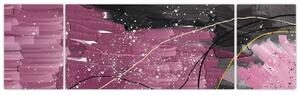 Obraz - Růžovo-černá abstrakce (170x50 cm)